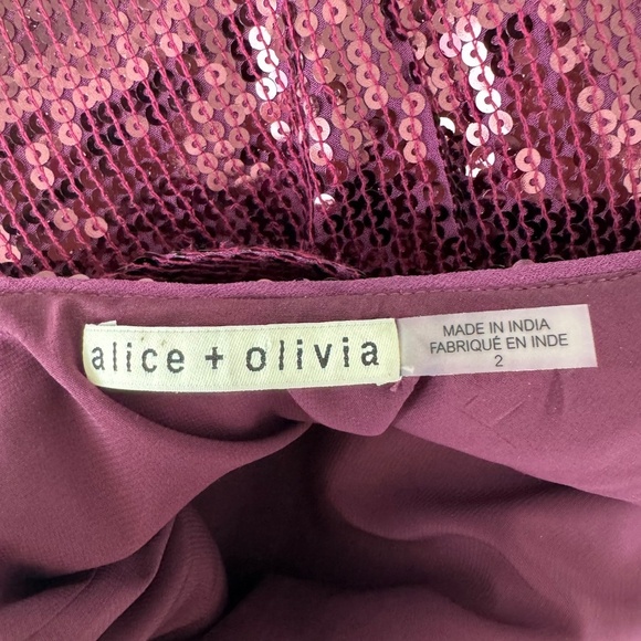 ALICE AND OLIVIA Kamryn Two Way Purple Cascading Cowl Back Sequin Dress - Picture 10 of 10